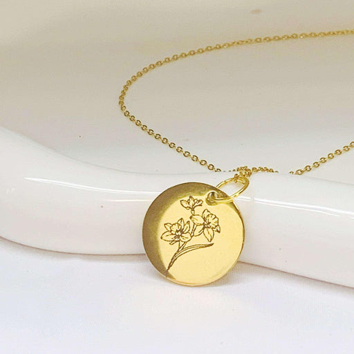Lamoonla - Blooming Wishes: Personalized Birthday Flower Necklace - Gold - On Tray