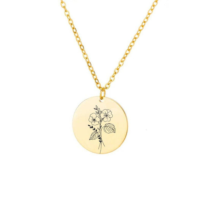 Lamoonla - Blooming Wishes: Personalized Birthday Flower Necklace - Gold