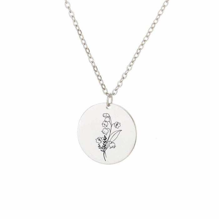 Lamoonla - Blooming Wishes: Personalized Birthday Flower Necklace - Sliver